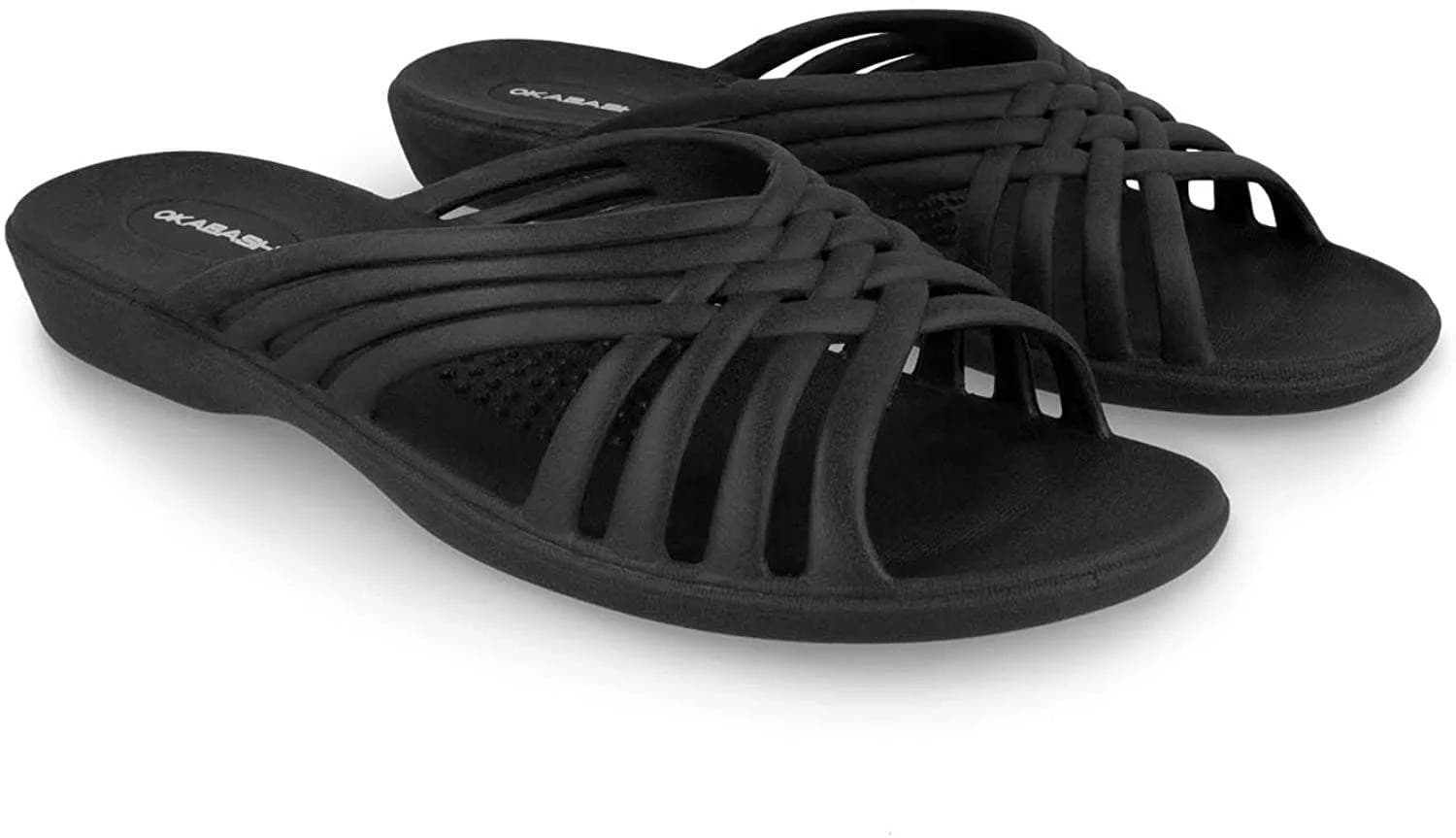 Okabashi Women's Arch Support Venice Slides Flip Flops Black Large 9.5-10.5 - Thumbnail 2