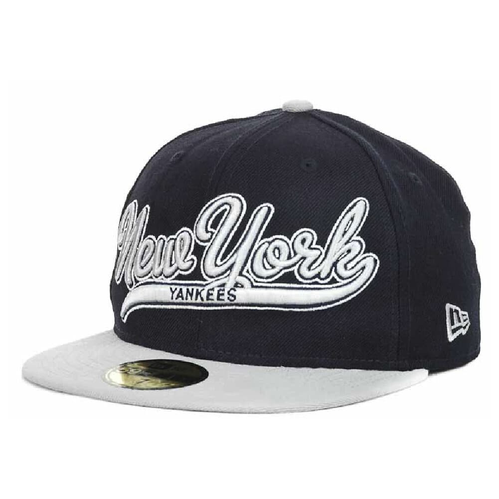 New Era New York Yankees Scripter Fitted Cap 7 1/8 59Fifty Navy Blue Gray