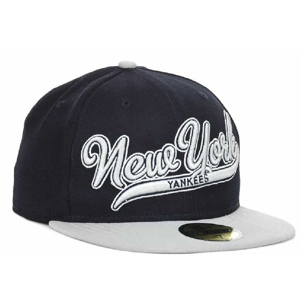 New Era New York Yankees Scripter Fitted Cap 7 1/8 59Fifty Navy Blue Gray - Thumbnail 2