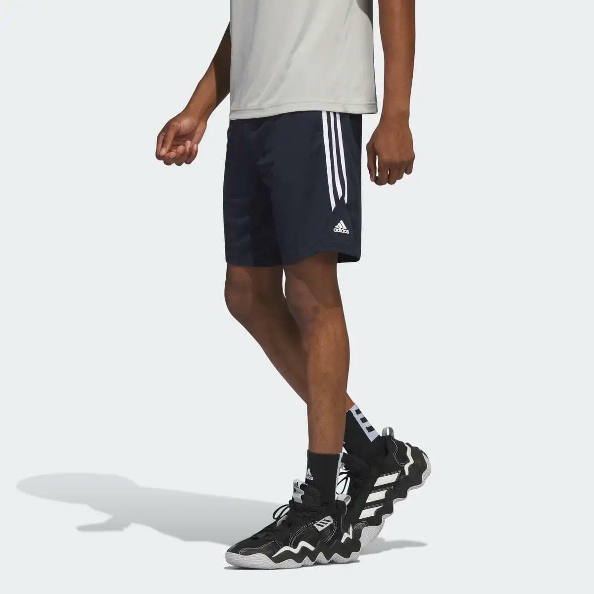 adidas Men's Legends 3-Stripes 7 inch Basketball Shorts Ink Blue/White X-Large - Thumbnail 3