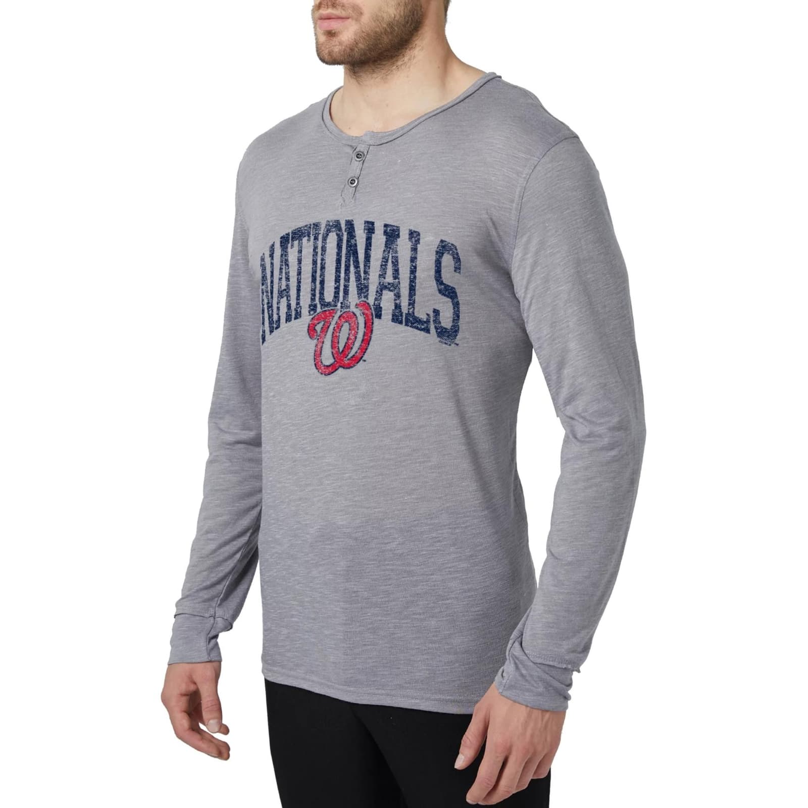 Concepts Sport Men's Washington Nationals Knit Henley Shirt Gray Large - Thumbnail 2