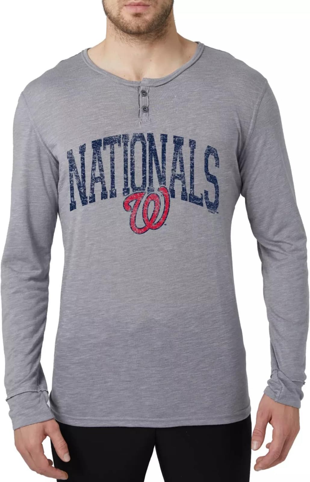Concepts Sport Men's Washington Nationals Knit Henley Shirt Gray Large - Thumbnail 4