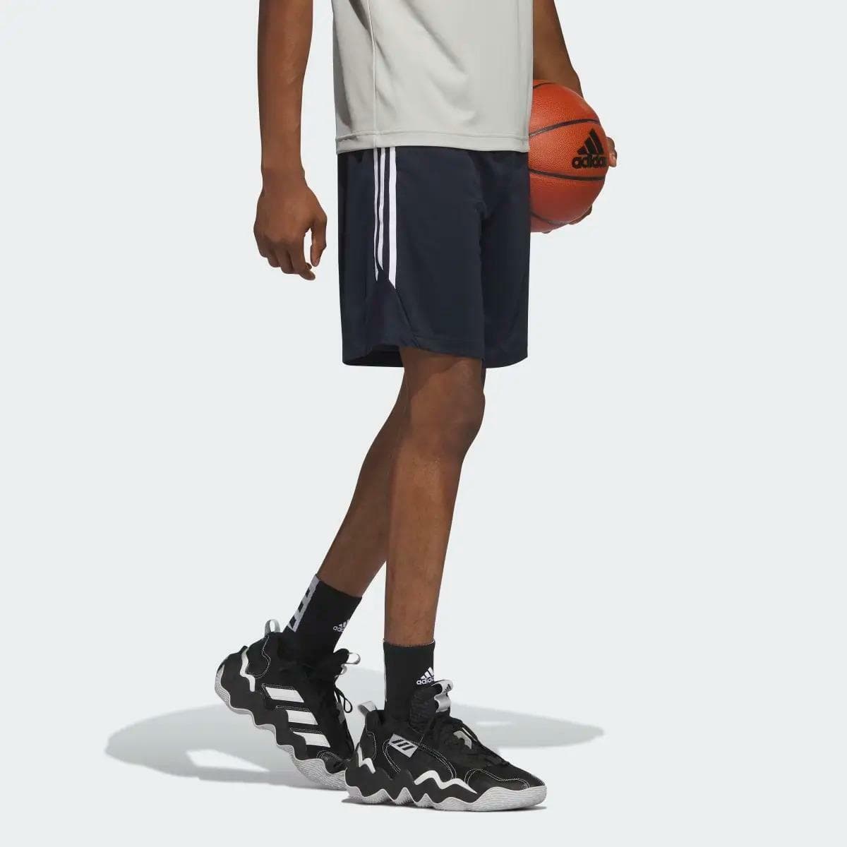 adidas Men's Legends 3-Stripes 7 inch Basketball Shorts Ink Blue/White X-Large - Thumbnail 2