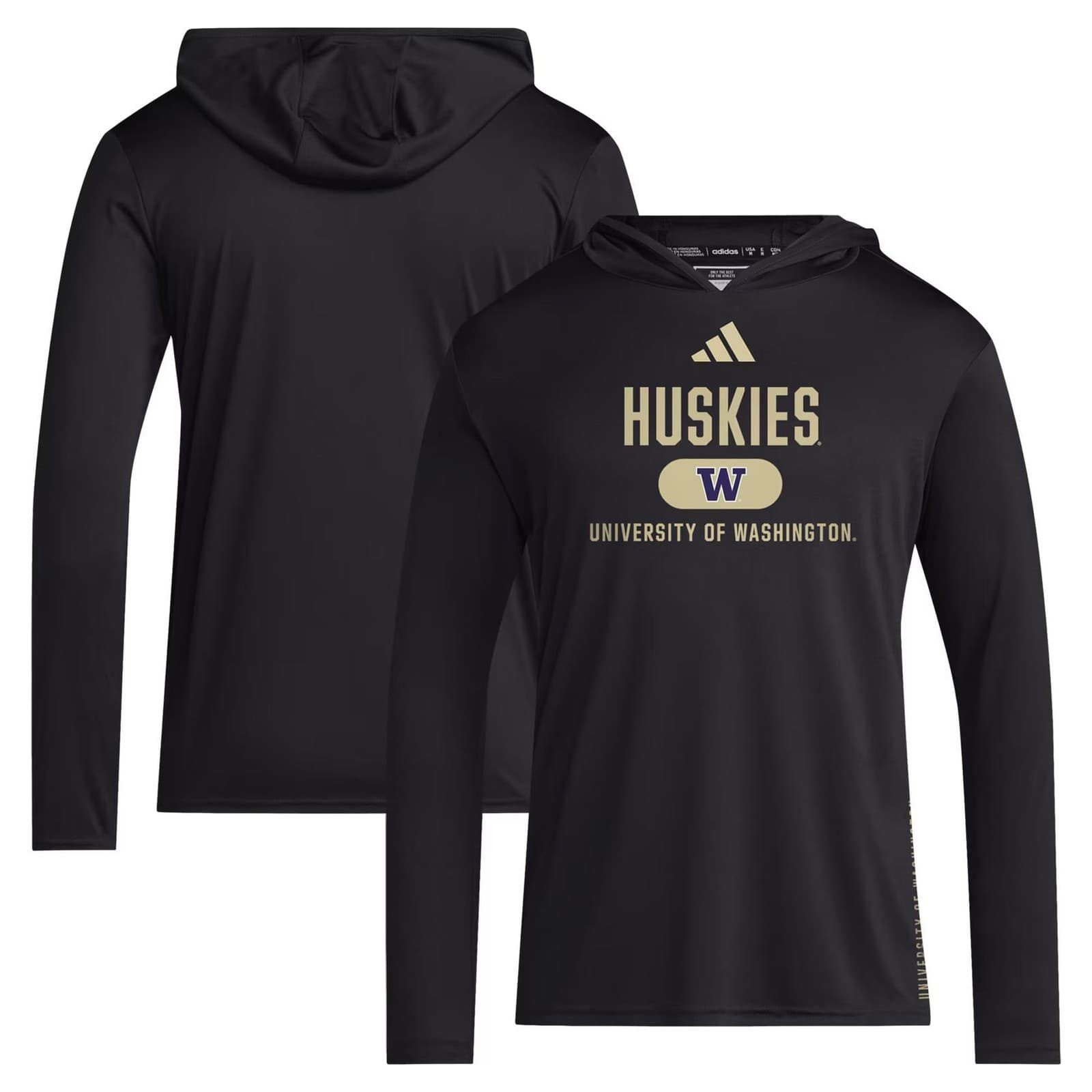 Adidas Men's Washington Huskies Designed for Training Hoodie Black Medium - Thumbnail 2