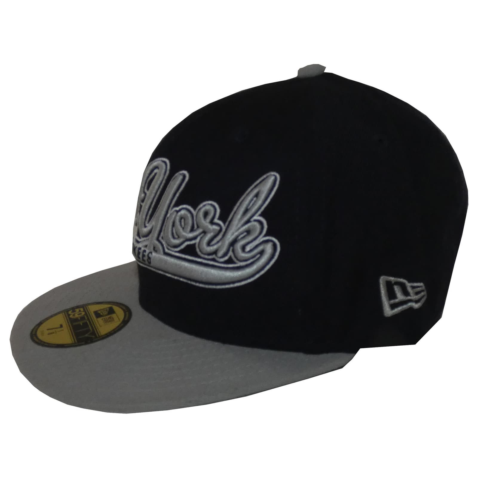 New Era New York Yankees Scripter Fitted Cap 7 1/8 59Fifty Navy Blue Gray - Thumbnail 3