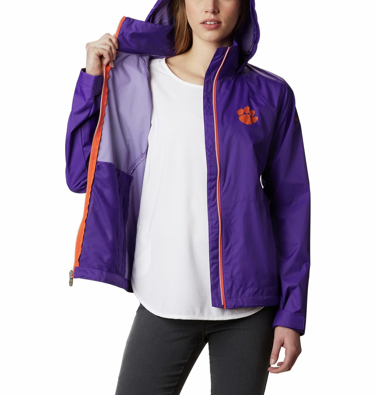 Columbia Women's Clemson Tigers Waterproof Hooded Jacket Purple Large - Thumbnail 4