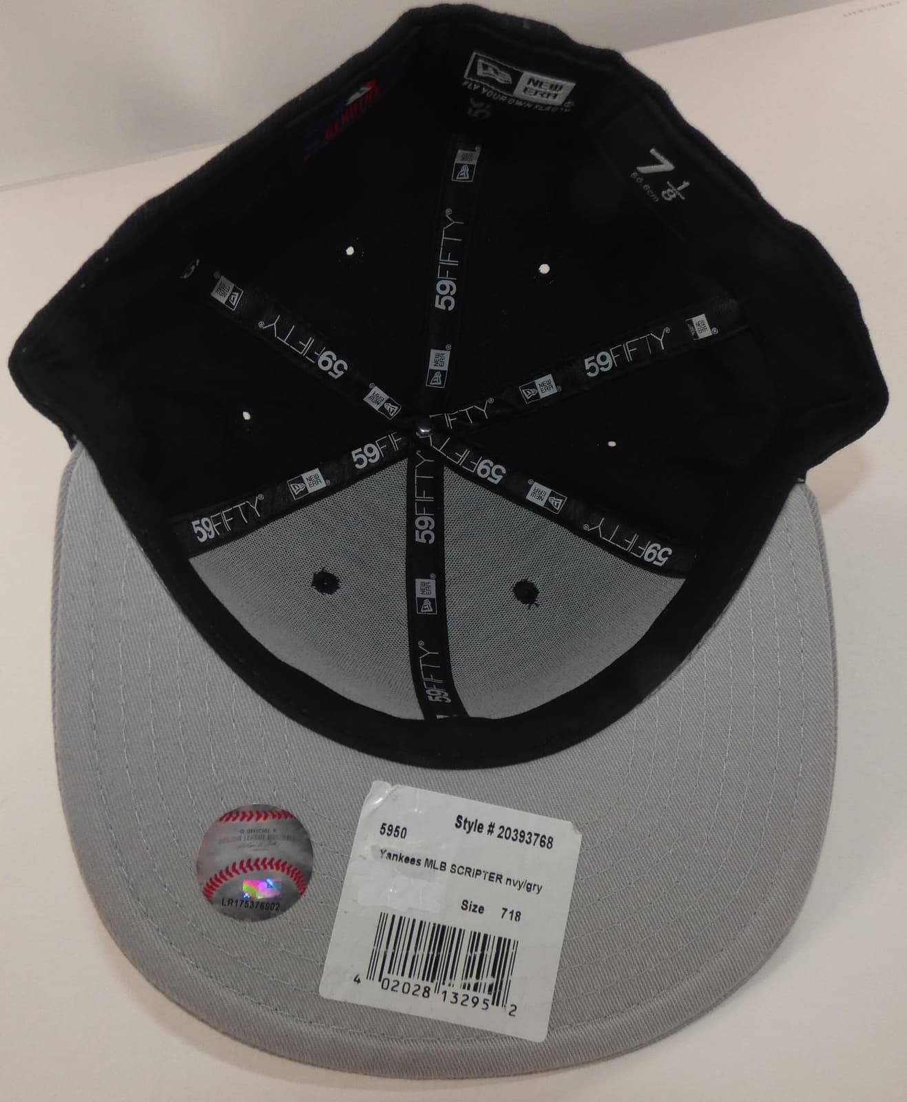New Era New York Yankees Scripter Fitted Cap 7 1/8 59Fifty Navy Blue Gray - Thumbnail 8