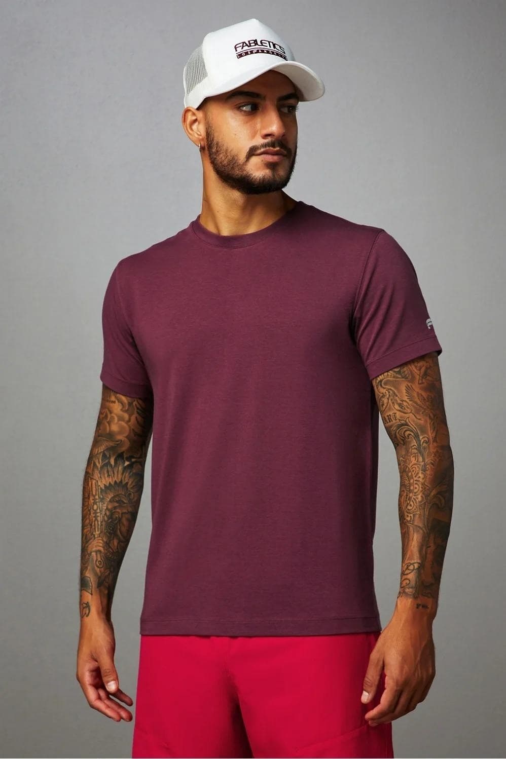 Fabletics Men's 24-7 Moisture Wicking Performance T-shirt Merlot 2XL $61 Value - Thumbnail 5