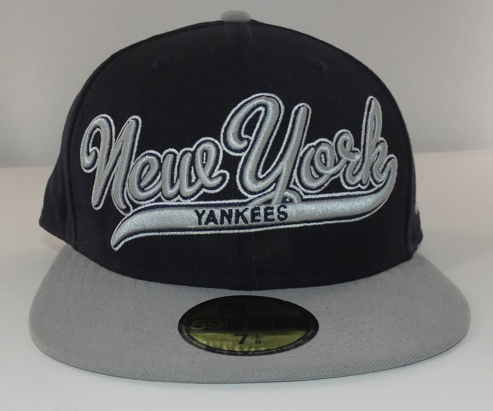 New Era New York Yankees Scripter Fitted Cap 7 1/8 59Fifty Navy Blue Gray - Thumbnail 6