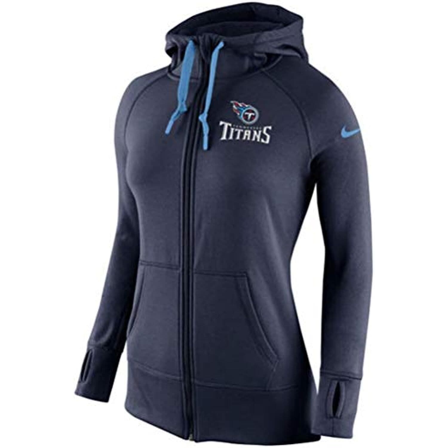 Nike Women's Tennessee Titans Warpspeed Therma Fit Full Zip Hoodie Blue Small - Thumbnail 3
