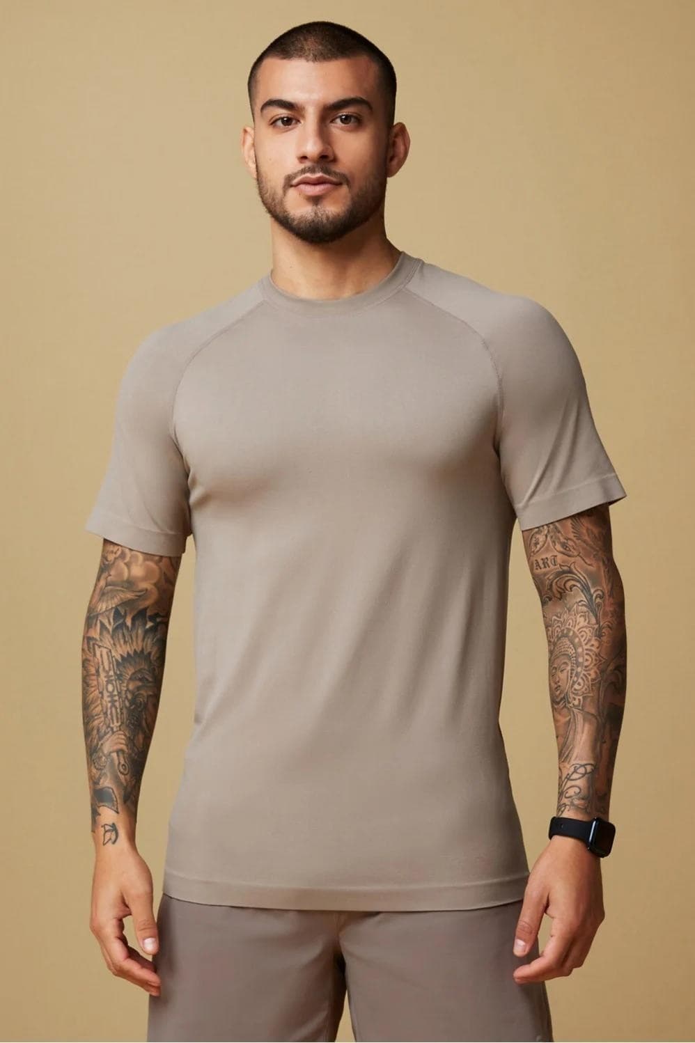 Fabletics Men's The Training Day Performance T-shirt Khaki 2XL $61 Value - Thumbnail 5