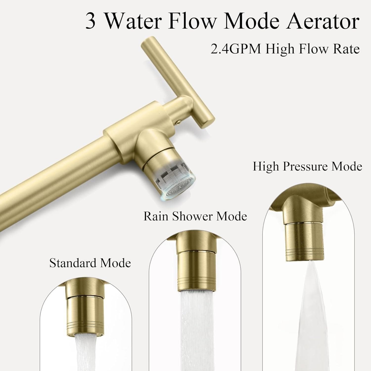 Diamondforge Pot Filler Faucet – Brass Wall Mount Double Joint - Thumbnail 4