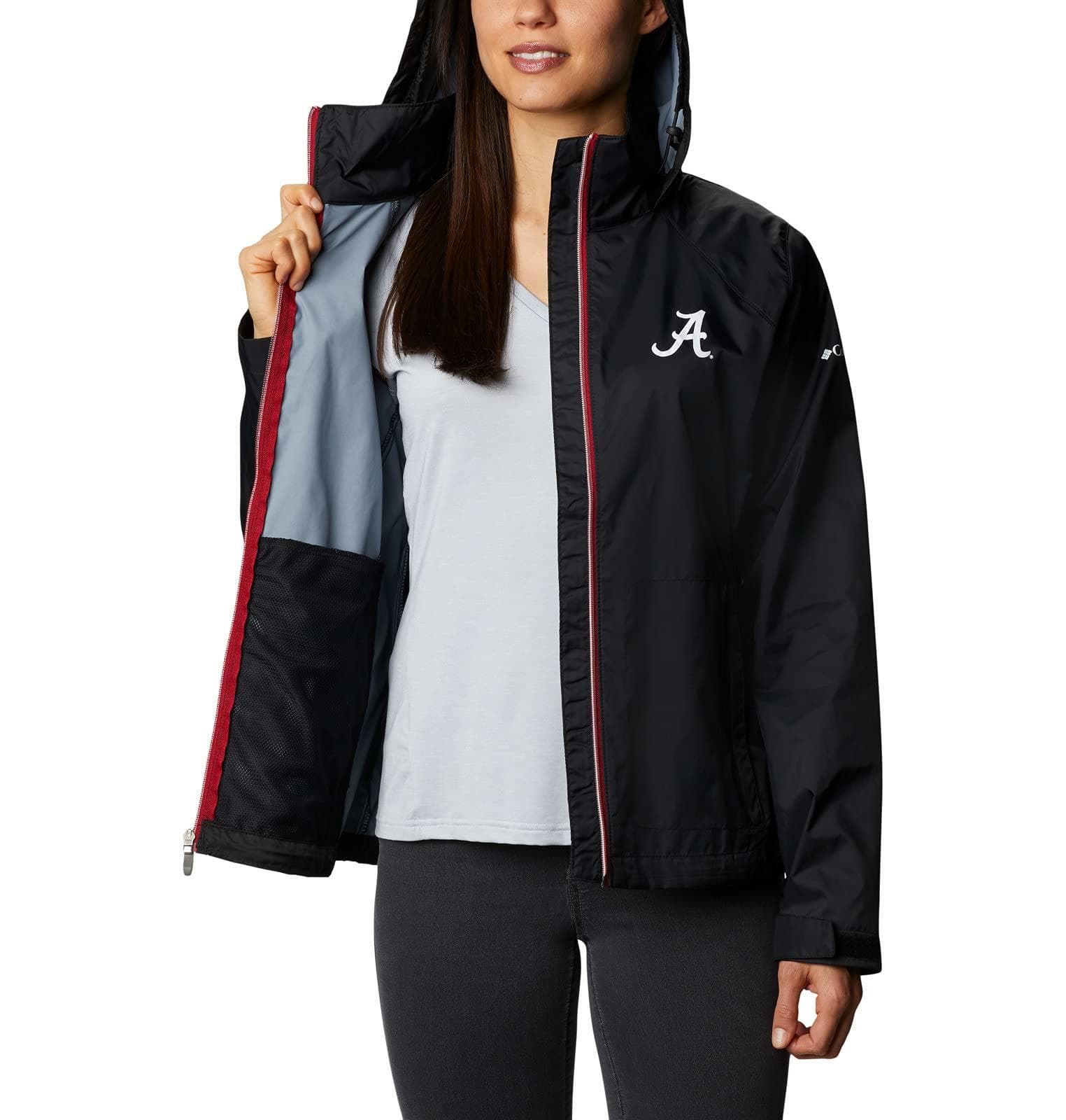 Columbia Women's Alabama Crimson Tide Waterproof Hooded Jacket Black Large - Thumbnail 4