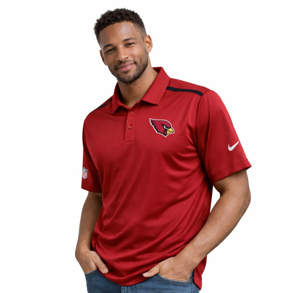 Nike Men's Arizona Cardinals Dri-Fit Coaches Elite Polo Red Small $86 Value - Thumbnail 2