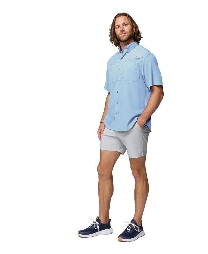 Columbia Men's PFG Tamiami II Short Sleeve Button UP Shirt Blue 1X - Thumbnail 4