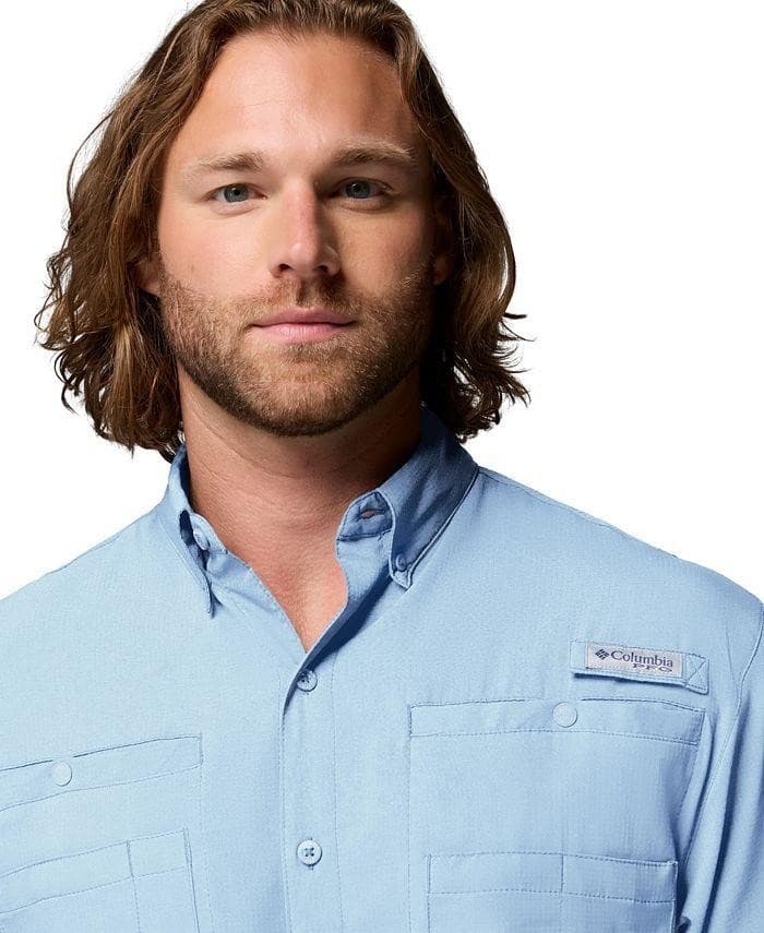 Columbia Men's PFG Tamiami II Short Sleeve Button UP Shirt Blue 1X - Thumbnail 5
