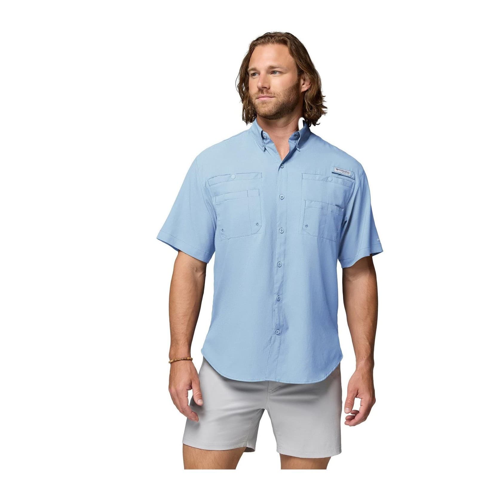 Columbia Men's PFG Tamiami II Short Sleeve Button UP Shirt Blue 1X - Thumbnail 7