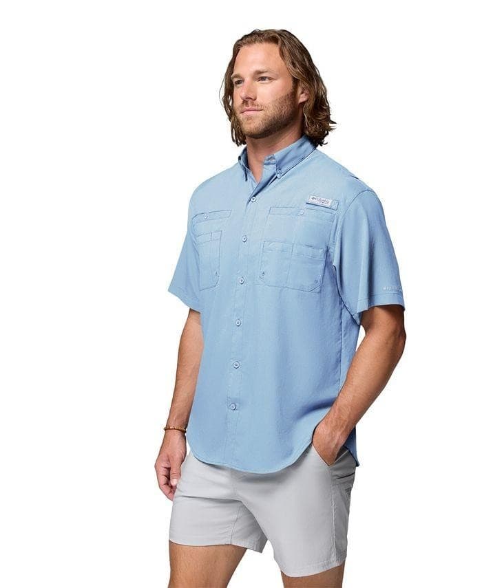 Columbia Men's PFG Tamiami II Short Sleeve Button UP Shirt Blue 1X - Thumbnail 2