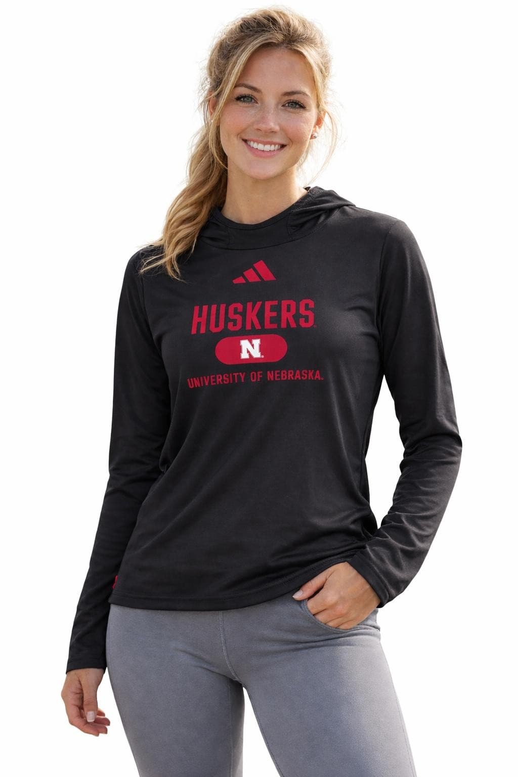 Adidas Women's Nebraska Cornhuskers Aeroready Training Hoodie Black Medium - Thumbnail 5
