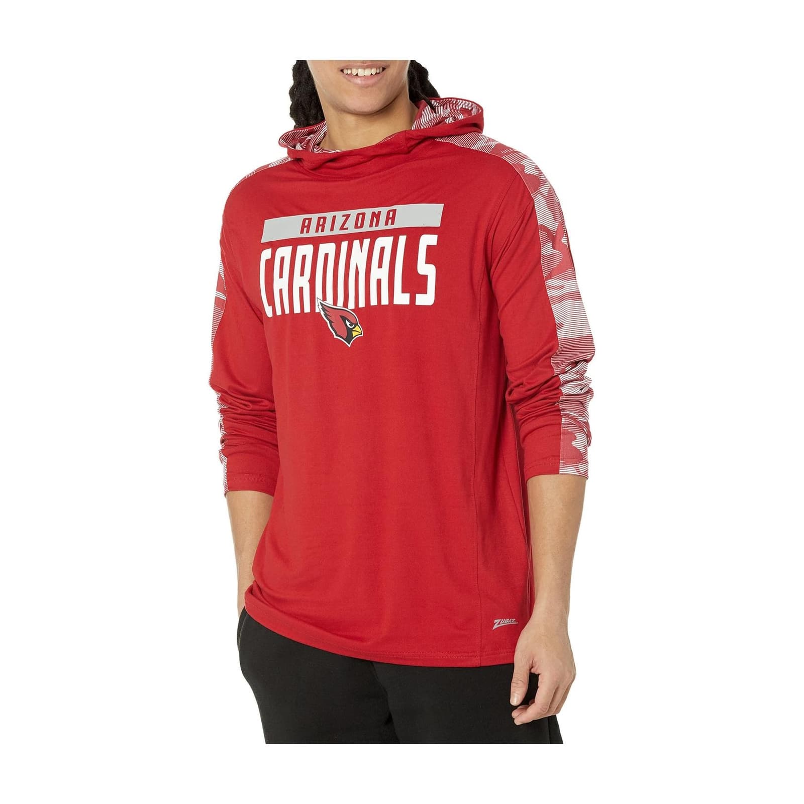 Zubaz Men's Arizona Cardinals Elevated Camo Lightweight Hoodie Red L 2XL