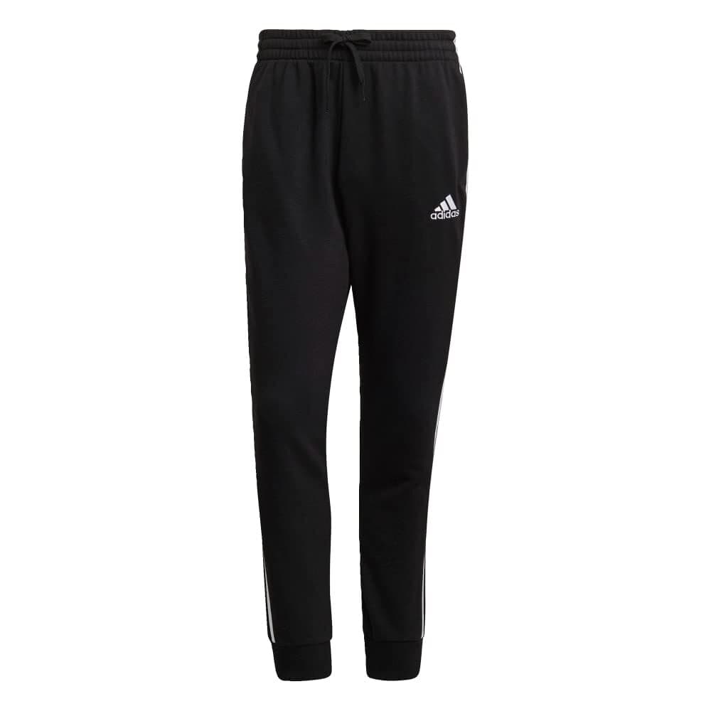 adidas Men's Essentials French Terry Tapered Cuff 3-Stripes Pants Black X-Large - Thumbnail 3