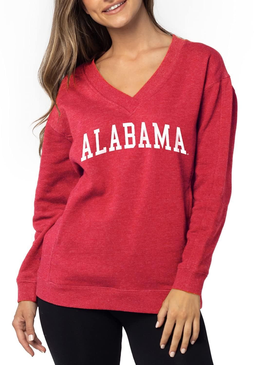 UG Apparel Women's Alabama Crimson Tide Ivy League V-Neck Sweatshirt Small Red - Thumbnail 2