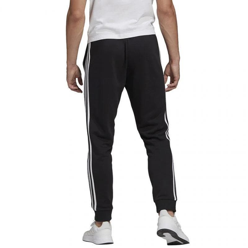 adidas Men's Essentials French Terry Tapered Cuff 3-Stripes Pants Black X-Large - Thumbnail 2