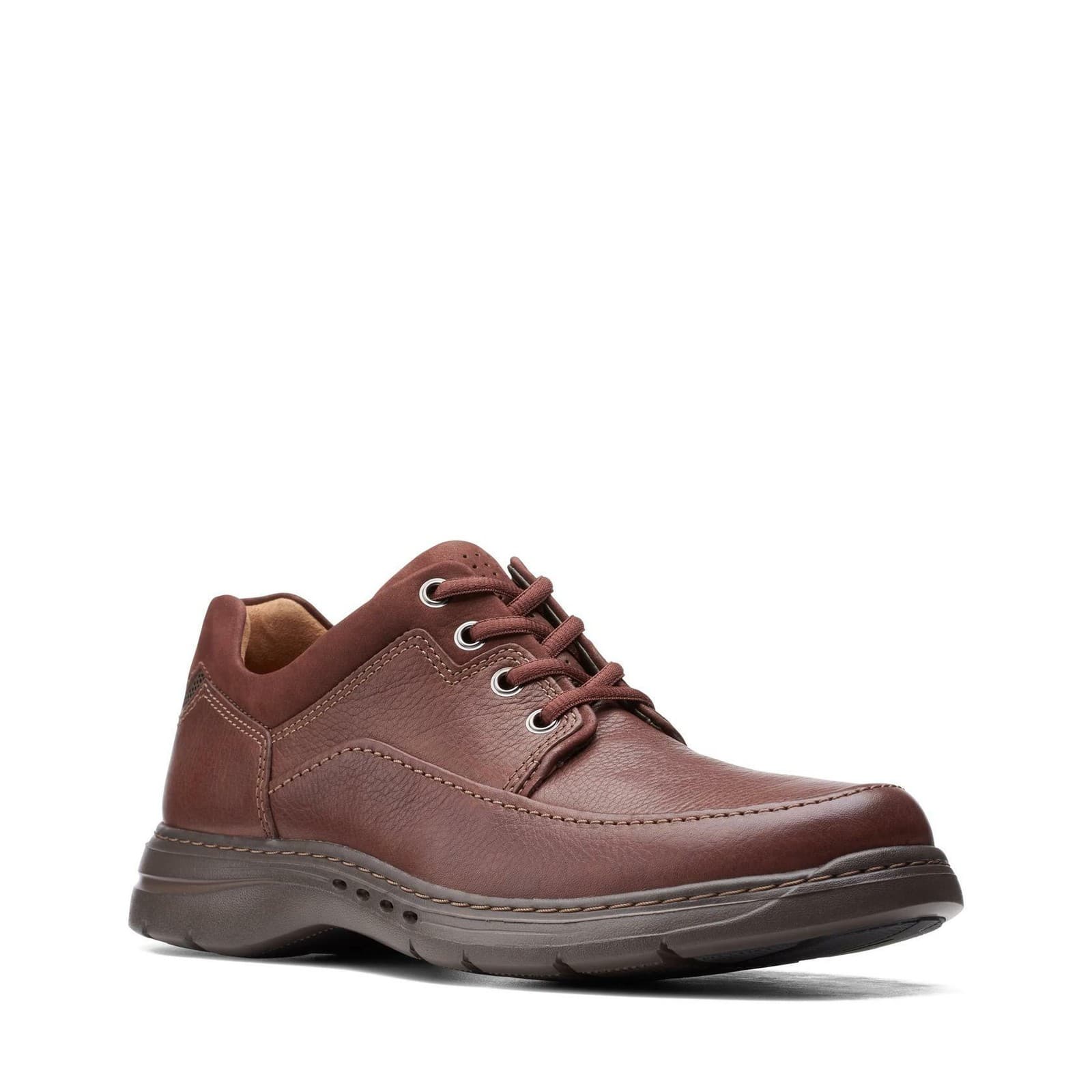 Clarks Men's Un Brawley Lace Oxford Shoes, Mahogany Brown Leather, 12 $170 Value - Thumbnail 2