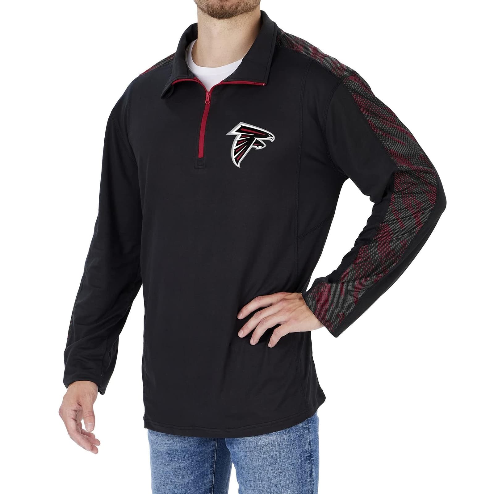 Zubaz Men's Atlanta Falcons Elevated Camo Lightweight Hoodie Black Medium