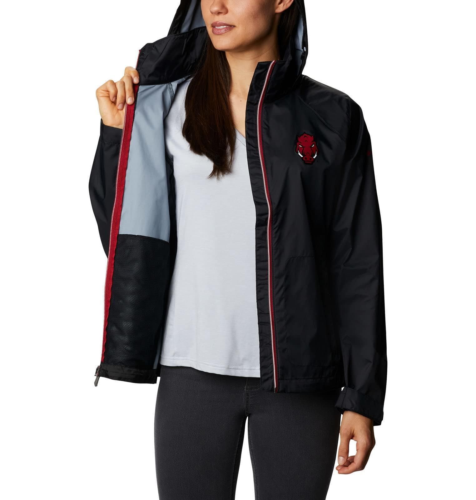 Columbia Women's Arkansas Razorbacks Waterproof Hooded Jacket Large Black - Thumbnail 3