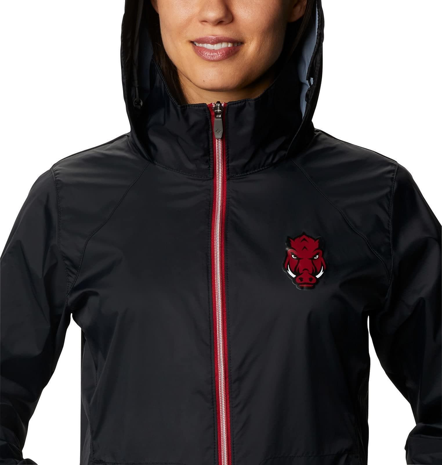Columbia Women's Arkansas Razorbacks Waterproof Hooded Jacket Large Black - Thumbnail 5