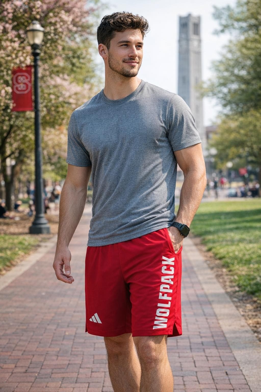 adidas Men's North Carolina State Wolfpack Aeroready Team Shorts Red 2XL - Thumbnail 6