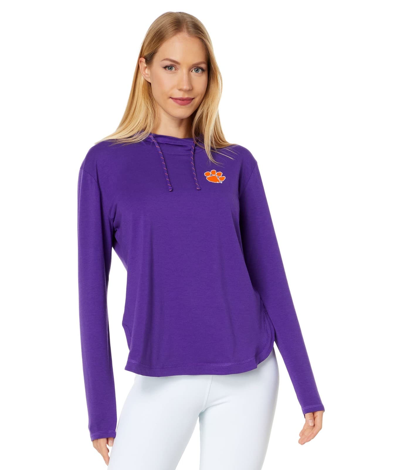 Columbia Women's Clemson Tigers Sun Trek Hoodie Vivid Purple Medium - Thumbnail 2