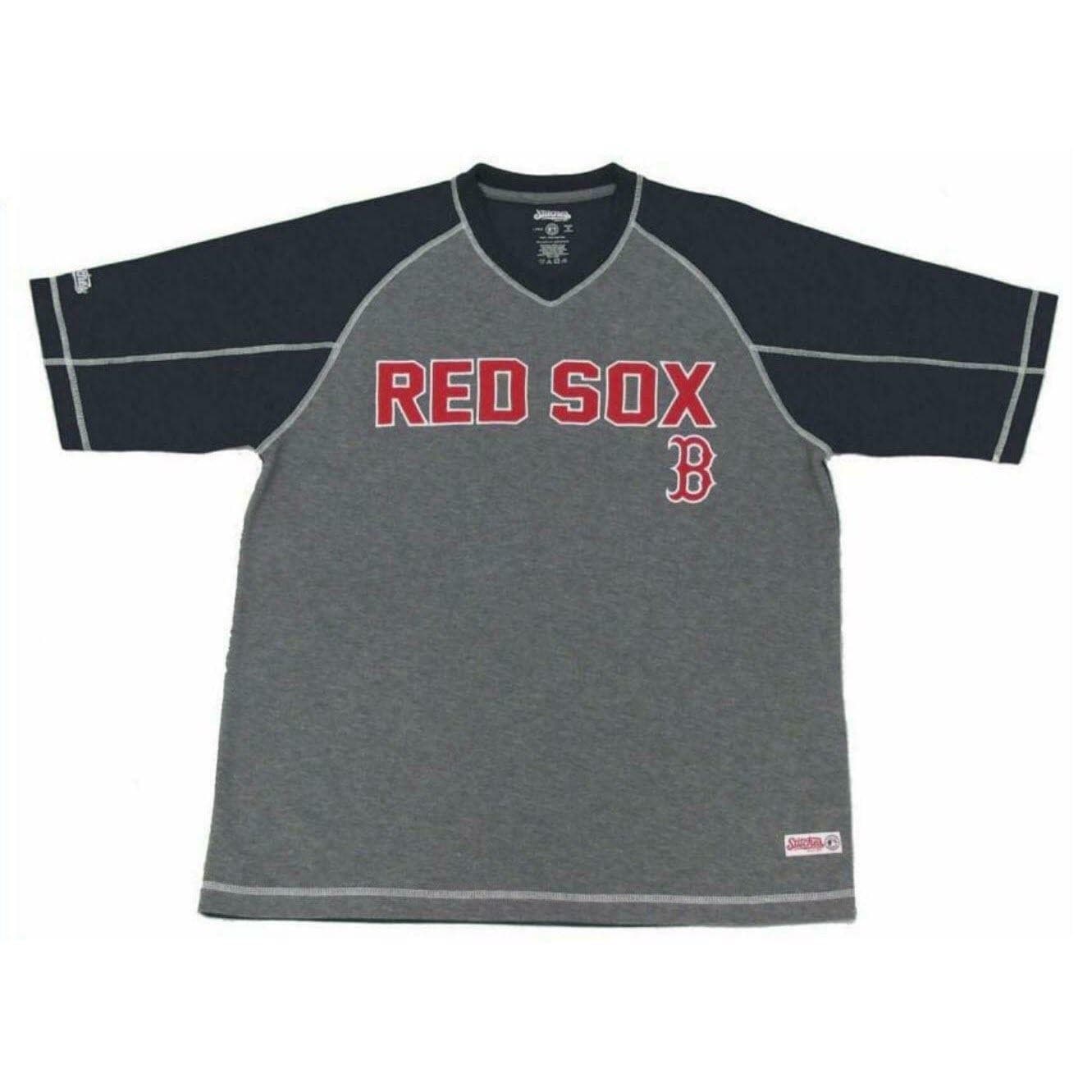Stitches Men's Boston Red Sox Performance Raglan T-shirt Gray Red Medium - Thumbnail 3