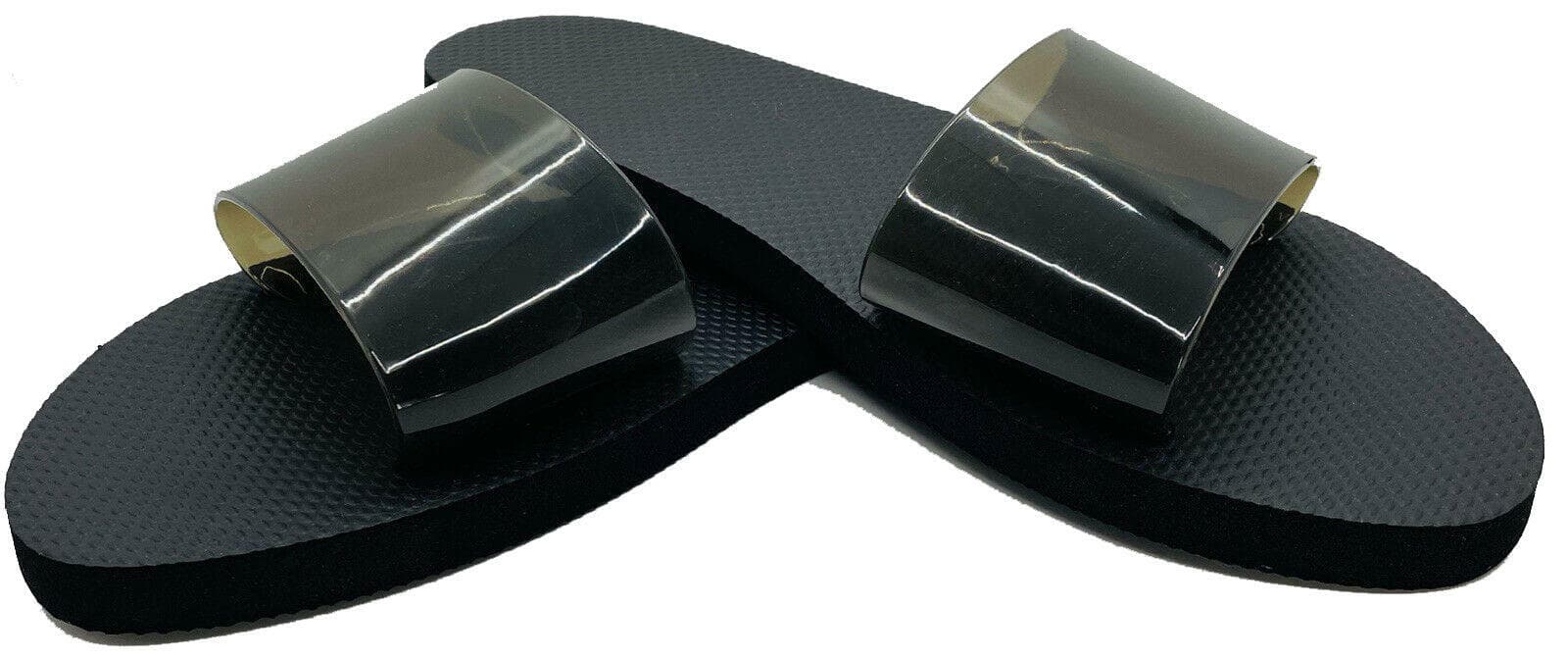 West Loop Women's Jelly Slides Foam Sandals Black Small Medium - Thumbnail 3