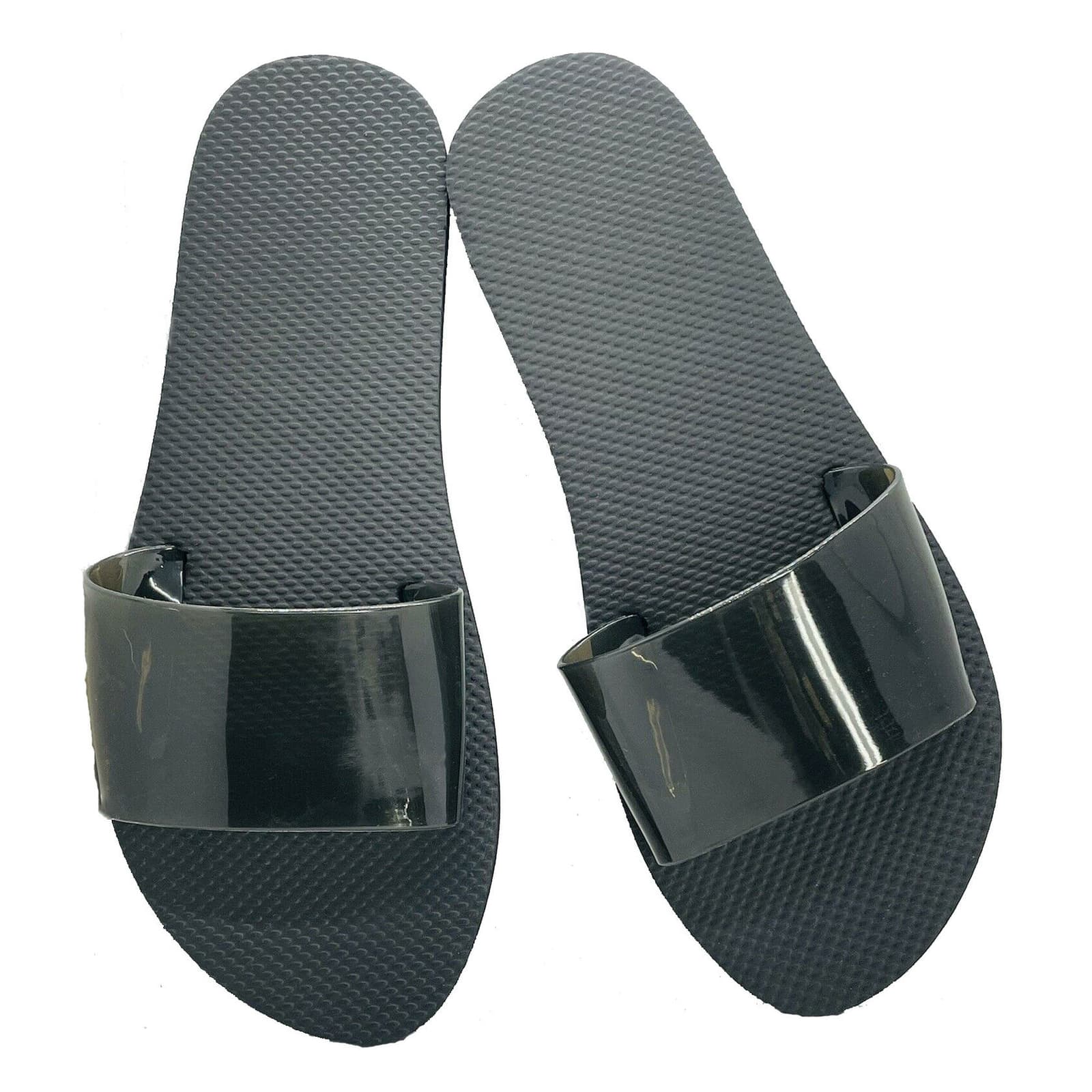 West Loop Women's Jelly Slides Foam Sandals Black Small Medium - Thumbnail 4