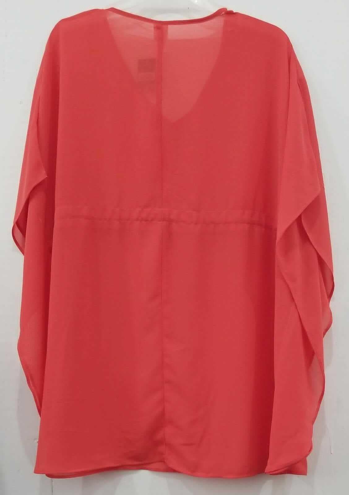 West Loop Women's Semi-Sheer Beach Cover-Up One Size Fits Most Coral - Thumbnail 3