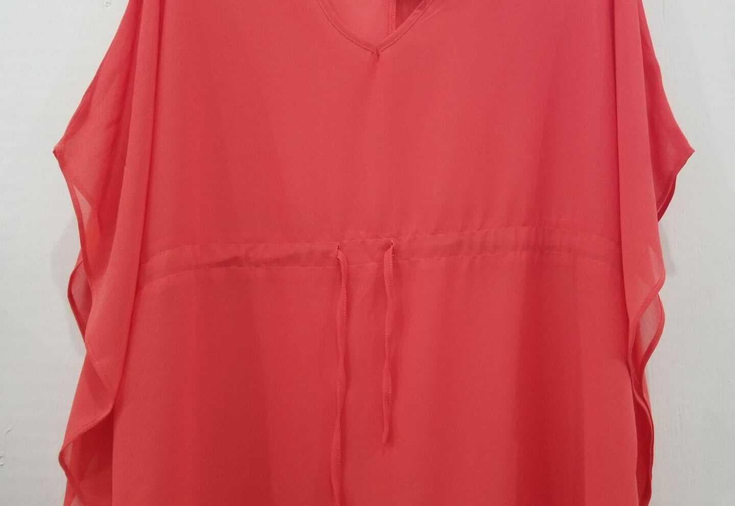 West Loop Women's Semi-Sheer Beach Cover-Up One Size Fits Most Coral - Thumbnail 4