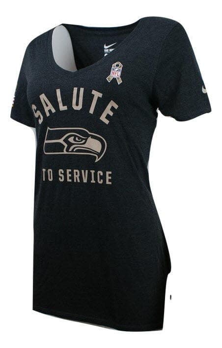 Nike Women's Seattle Seahawks Salute to Service Triblend V-Neck T-shirt Large - Thumbnail 3