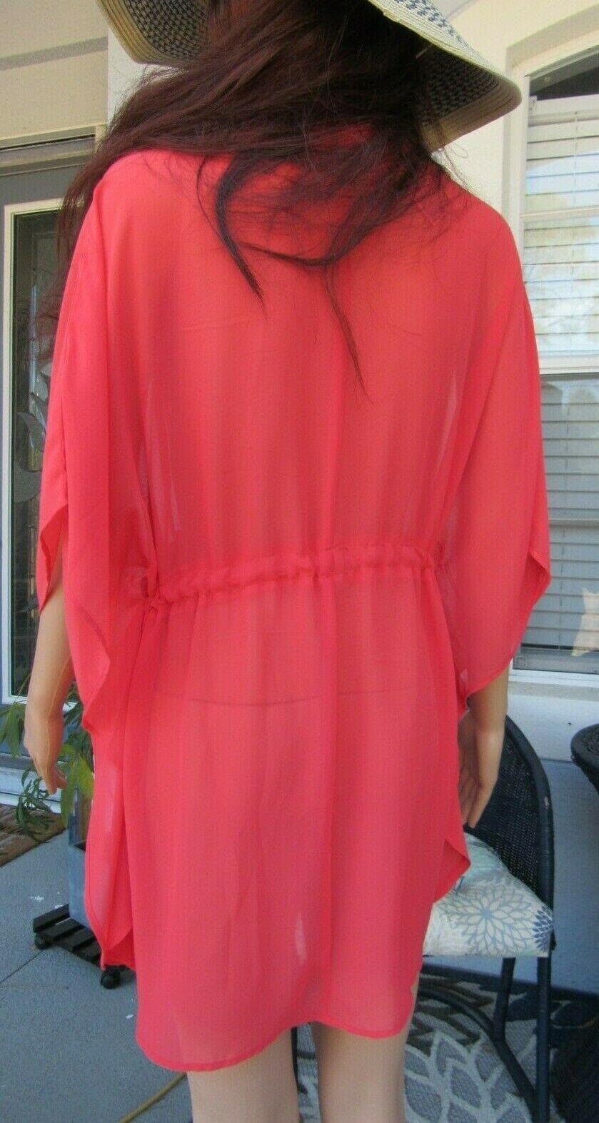 West Loop Women's Semi-Sheer Beach Cover-Up One Size Fits Most Coral - Thumbnail 6