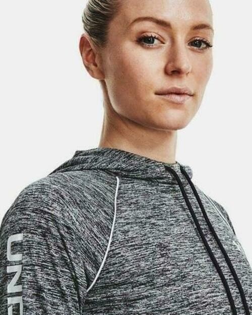 Under Armour Women's UA Velocity Wordmark Hoodie Space Dye Black Large - Thumbnail 3