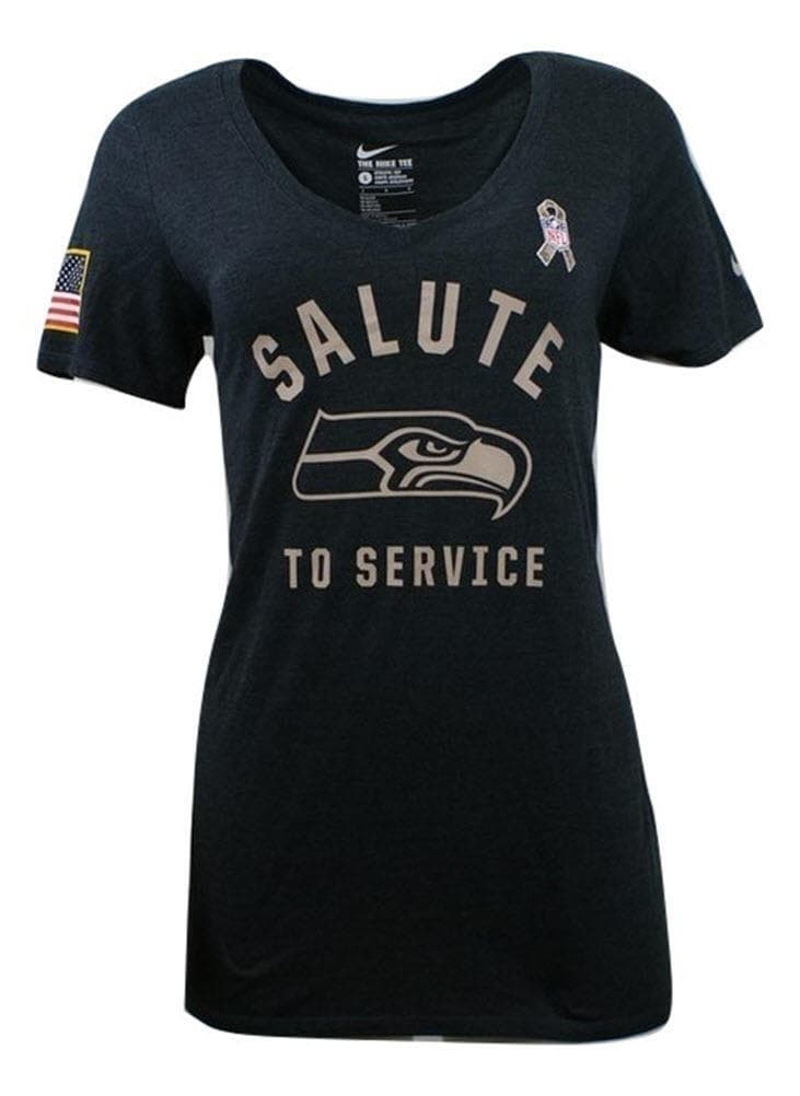 Nike Women's Seattle Seahawks Salute to Service Triblend V-Neck T-shirt Large - Thumbnail 2