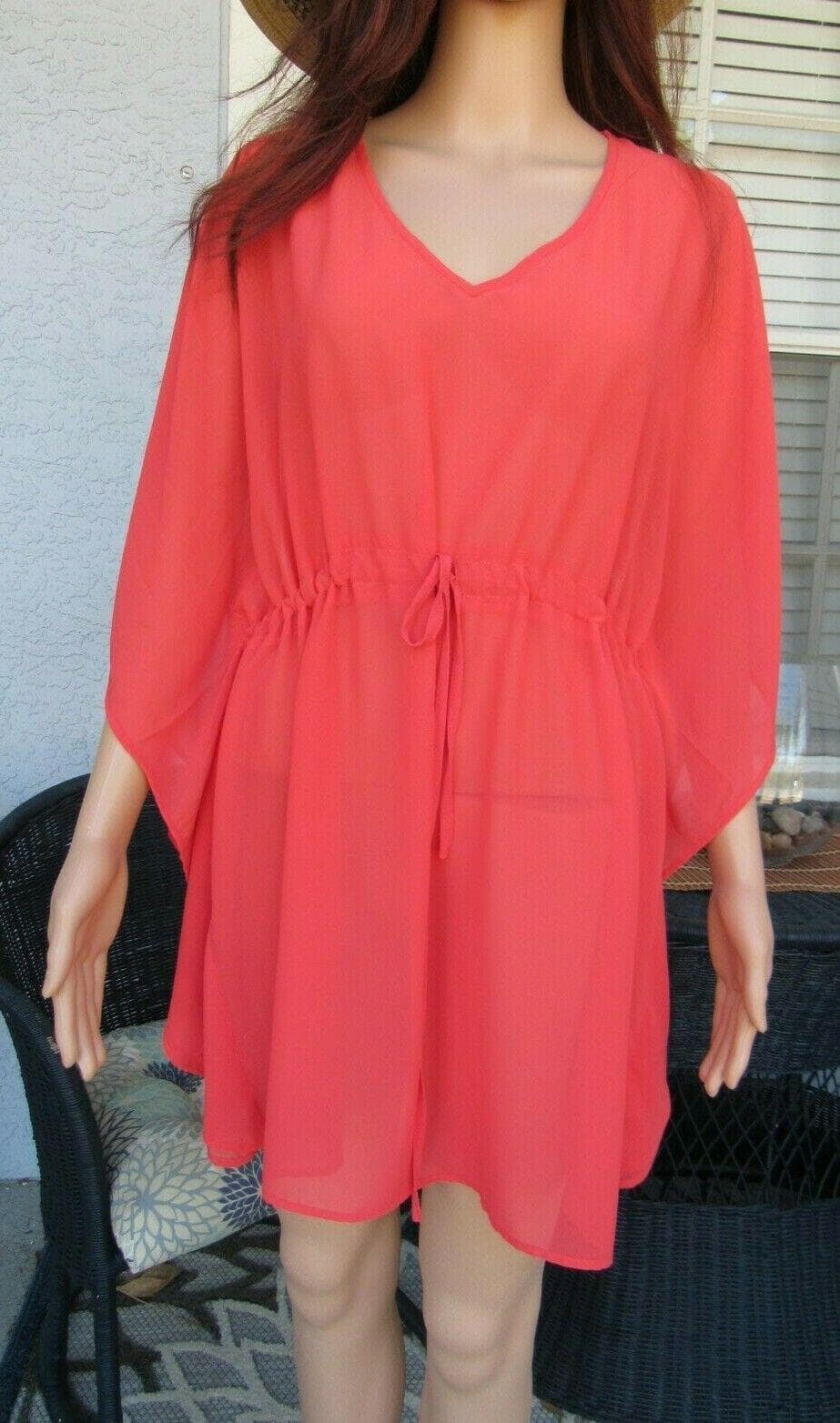 West Loop Women's Semi-Sheer Beach Cover-Up One Size Fits Most Coral - Thumbnail 7