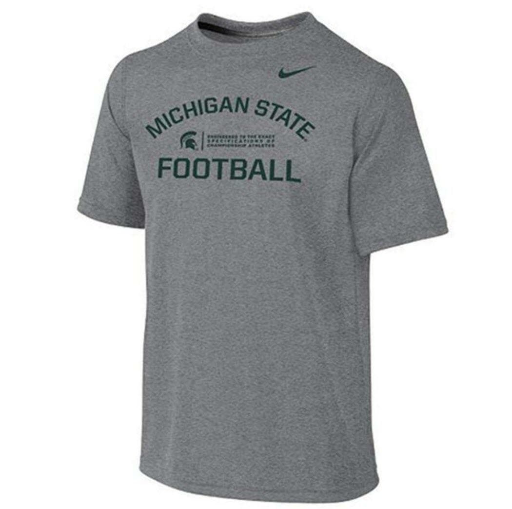 Nike Boy's Michigan State Spartans Dri-Fit Legend Lift T-shirt Gray Large - Thumbnail 3