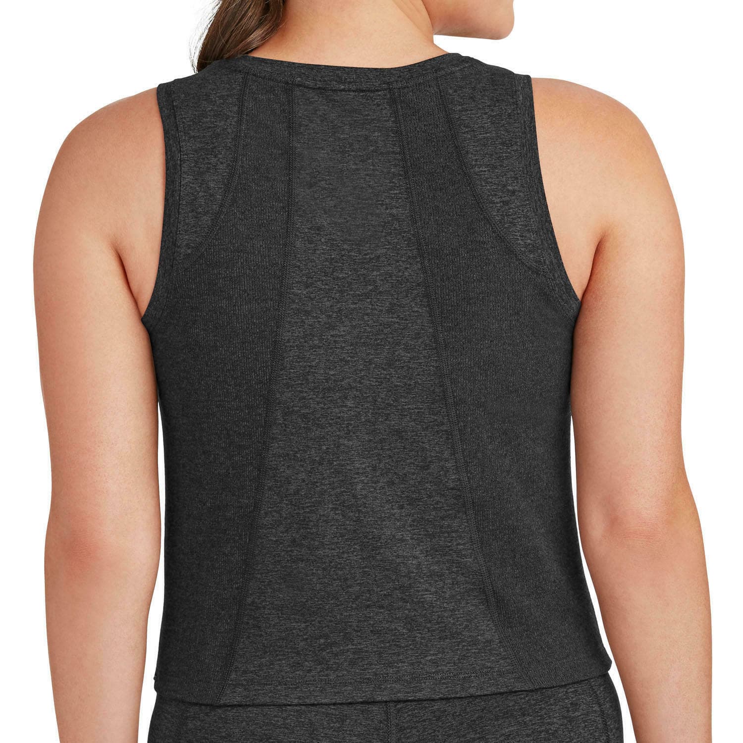 Members Mark Women's Soft Rib Cropped Tank Size XL XXL Charcoal Gray Heather - Thumbnail 4