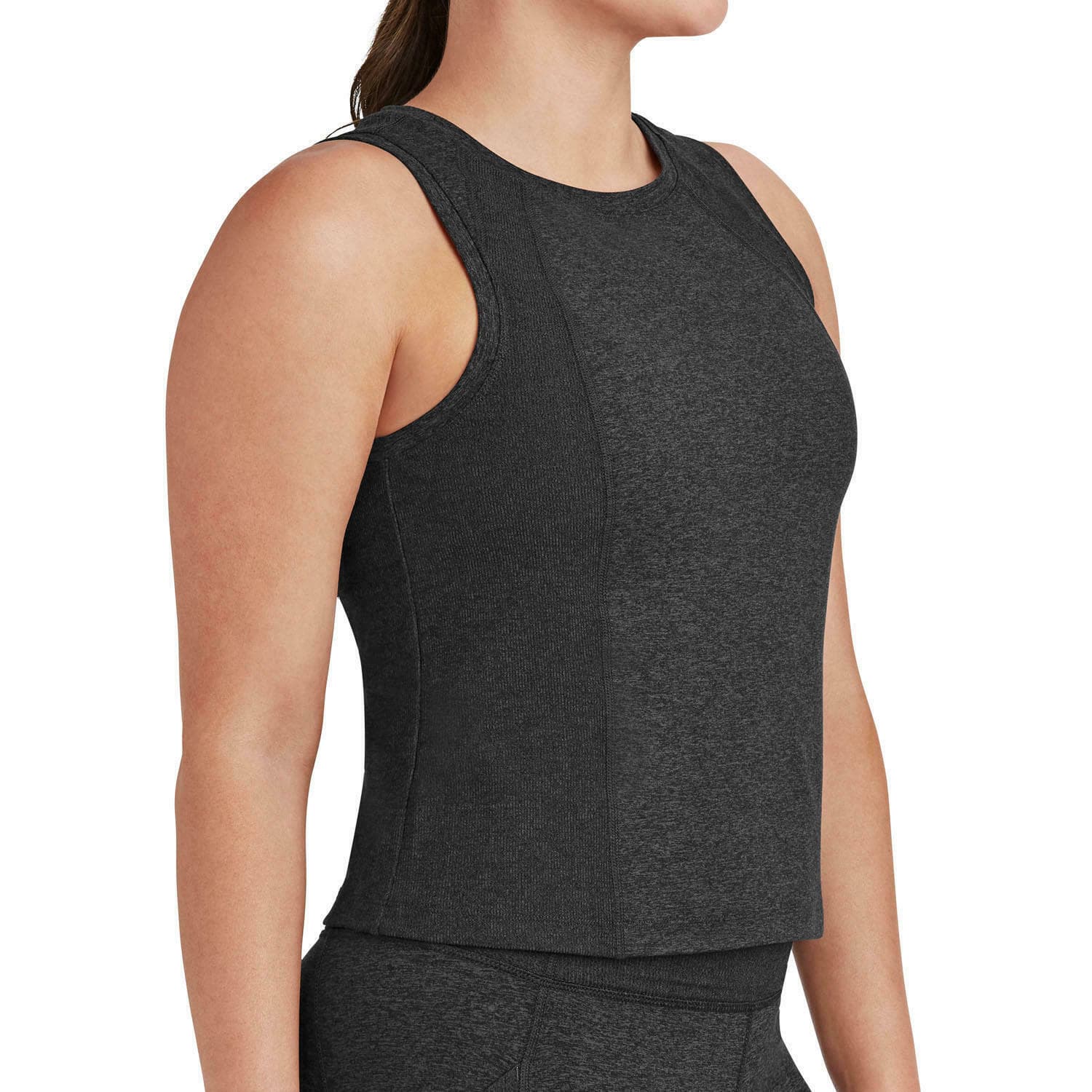 Members Mark Women's Soft Rib Cropped Tank Size XL XXL Charcoal Gray Heather - Thumbnail 3