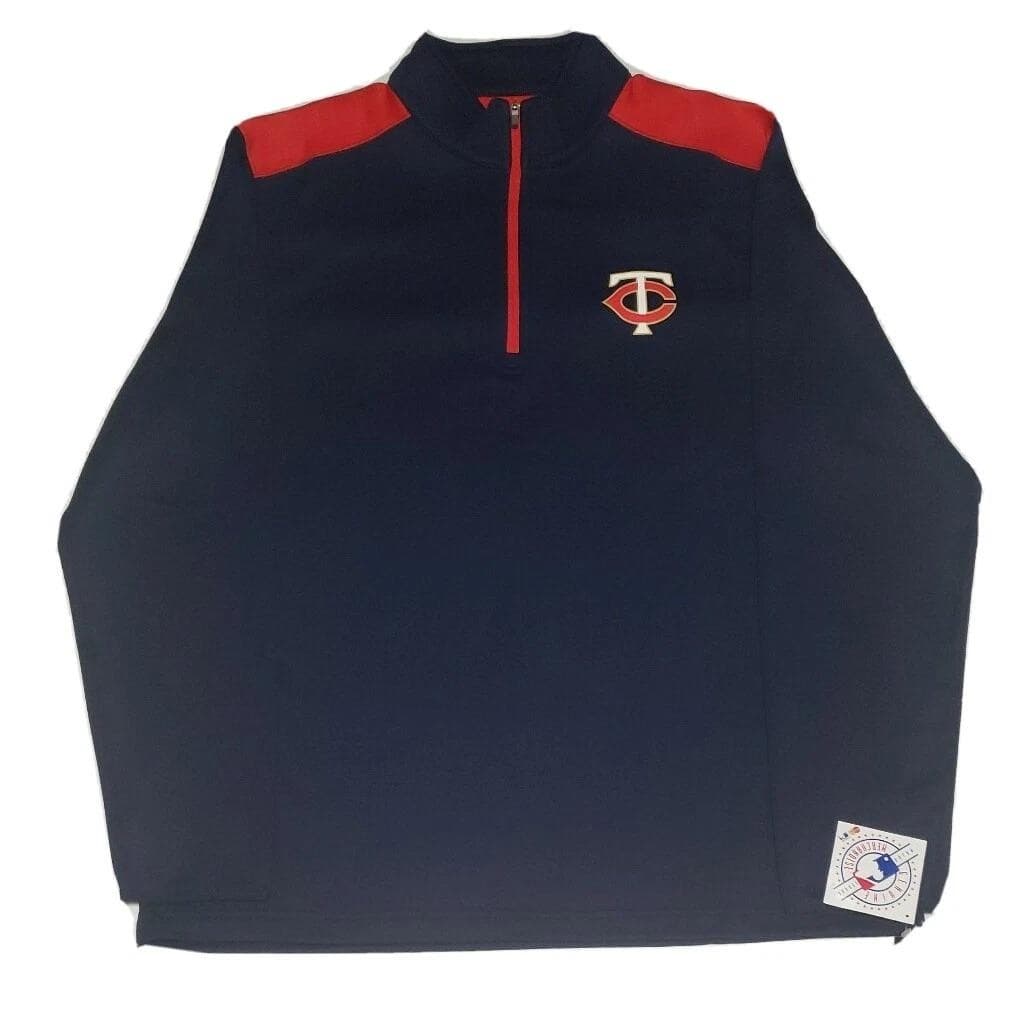 Minnesota Twins MLB Mock Neck 1/2 Zip Pullover Long Sleeve Jacket Blue X-Large - Thumbnail 2