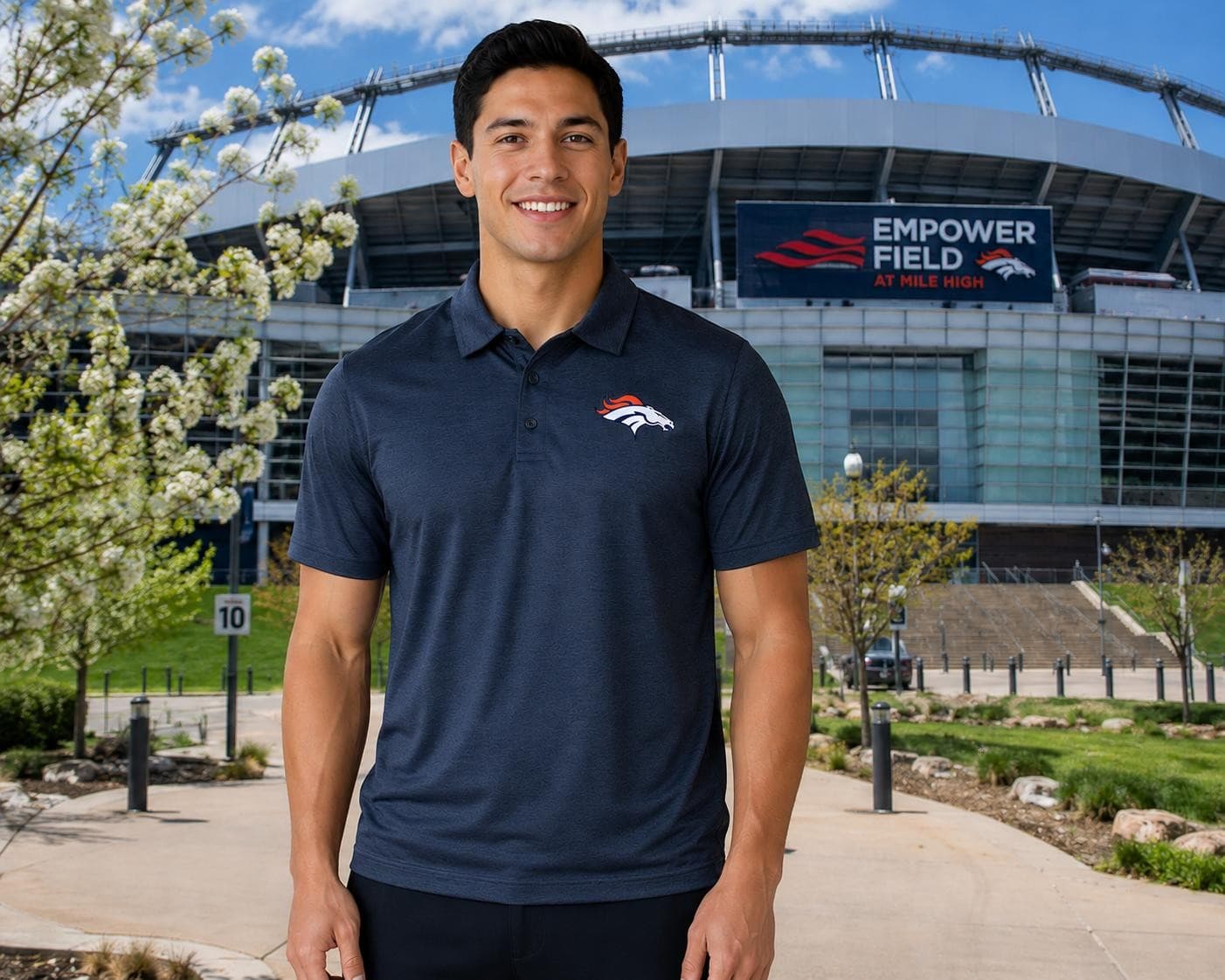 Majestic Men's Denver Broncos Performance Polyester Positive Production Polo 2XL - Thumbnail 2