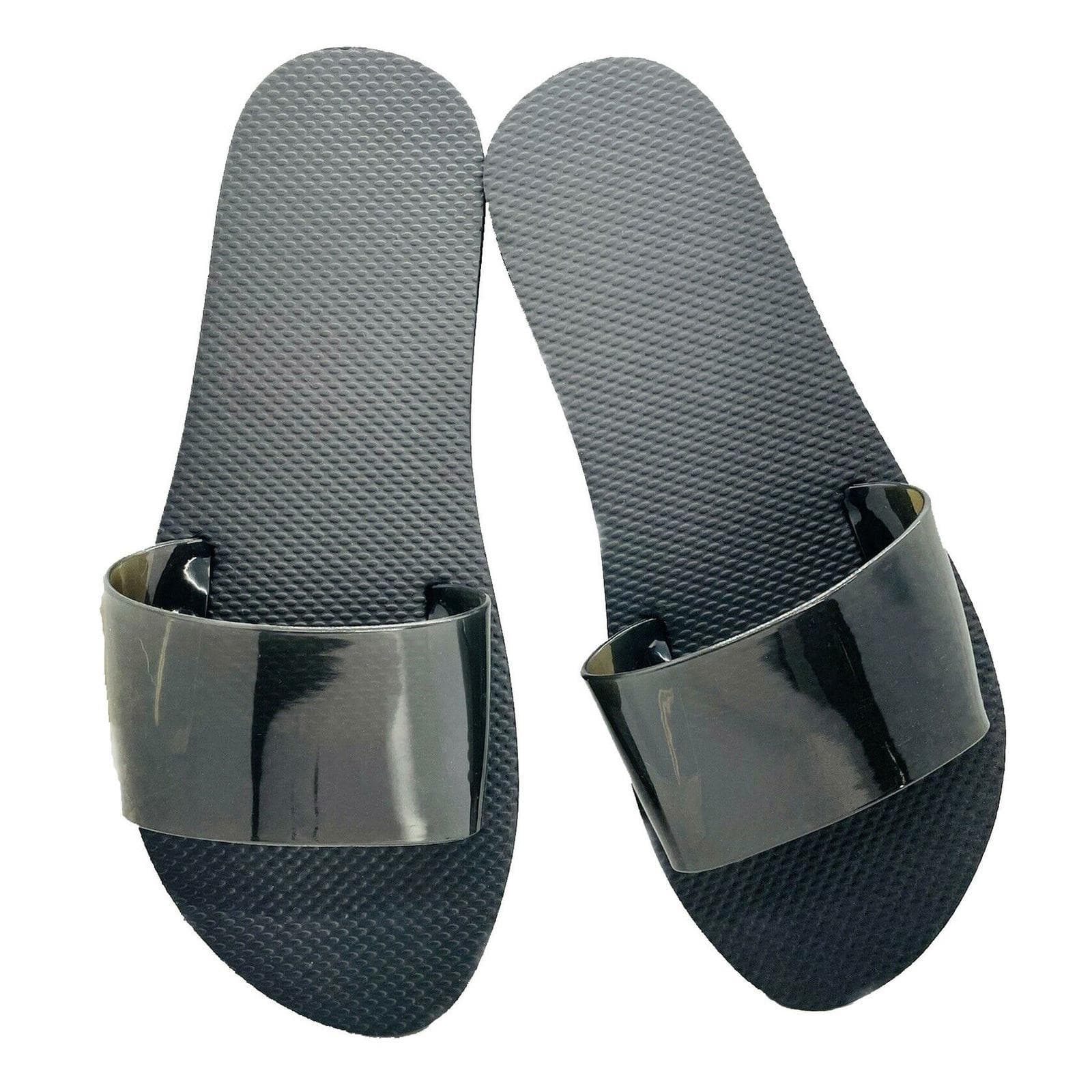 West Loop Women's Jelly Slides Foam Sandals Black Medium (7-8) - Thumbnail 2
