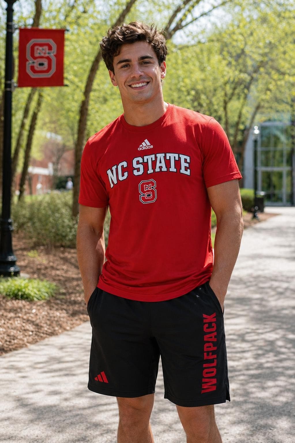 adidas Men's North Carolina State Wolfpack Aeroready Team Shorts 3XL $65 Value - Thumbnail 2